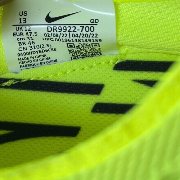 Nike ZoomX Dragonfly Racing Spikes Volt Mint Foam Men’s Size 13 New Track - Picture 11 of 12